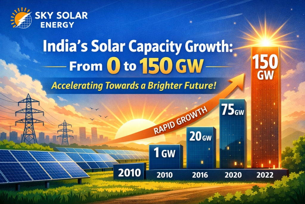 ndia's solar capacity growth from 0 to 150 GW — the pace is accelerating every year.