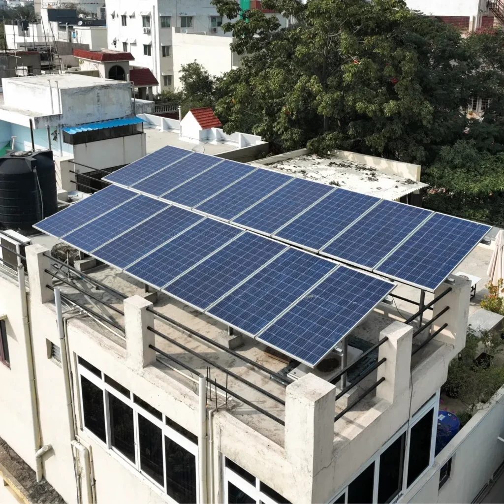 Professional rooftop solar panel installation by Sky Solar Energy in Lucknow — April 2026