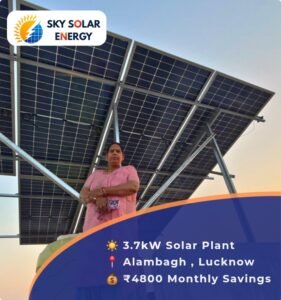 3.3kW Tata TOPCon rooftop solar panel installation at a residential home in Alambagh, Lucknow by Sky Solar Energy